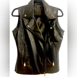 Bod & Christensen Black Leather “Janice” Moto Vest Size Small NWT